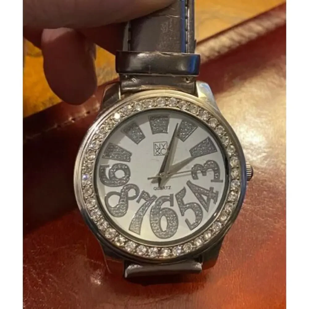 Women's 40mm silver Tone NY&C Watch, Crystal accents